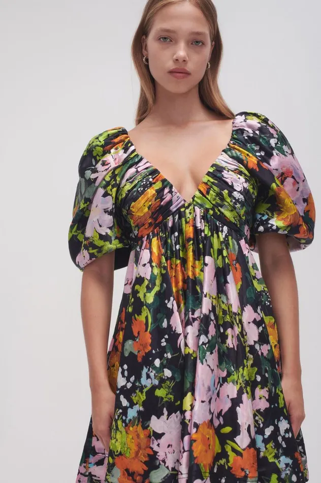Aje Dresses Gabrielle Plunge Mini Dress Midnight Floral 8211 Women