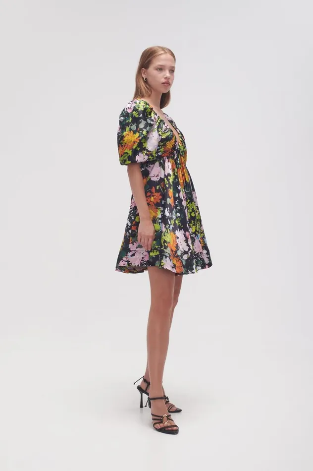 Aje Dresses Gabrielle Plunge Mini Dress Midnight Floral 8211 Women