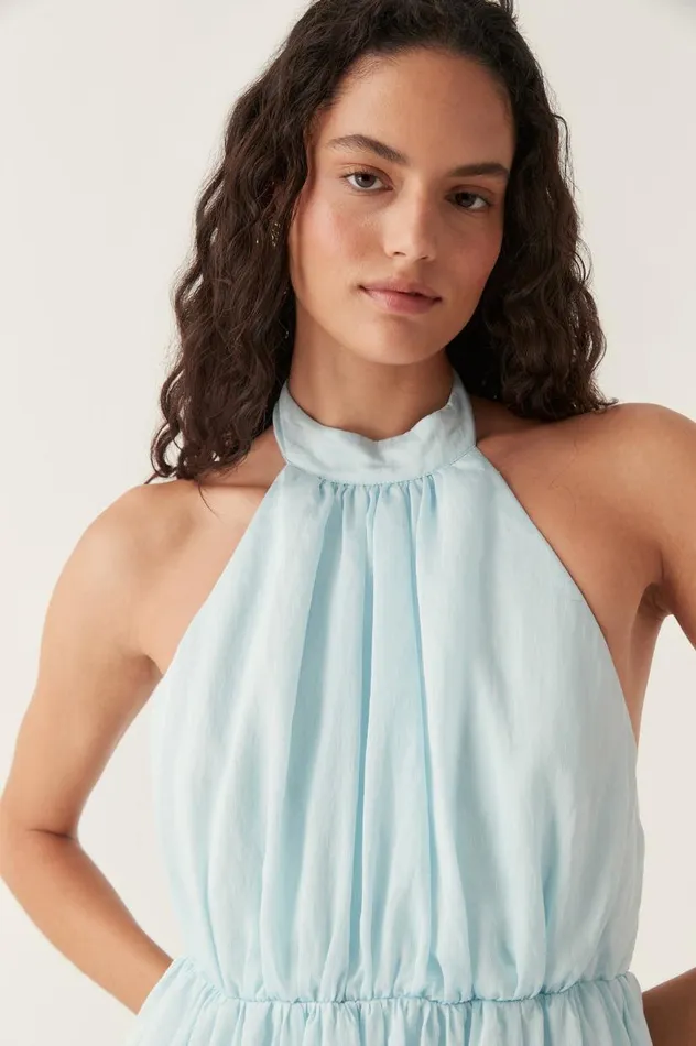 Aje Dresses Hilma Frill Maxi Halter Dress Pale Blue 8211 Women Aje Dresses Hilma Frill Maxi Halter Dress Pale Blue 8211 Women
