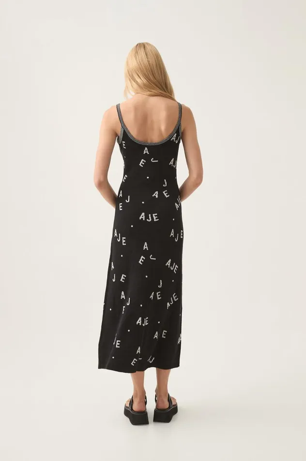 Aje Dresses Laurina Knit Midi Dress Blackivory 8211 Women Aje Dresses Laurina Knit Midi Dress Blackivory 8211 Women