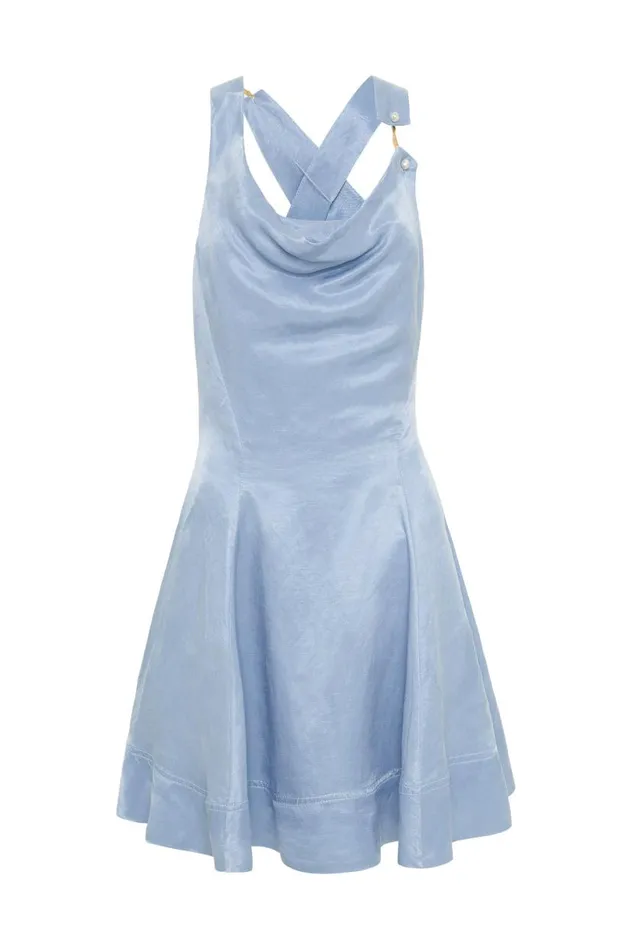 Aje Dresses Liberty Asymmetric Mini Dress Steel Blue 8211 Women Aje Dresses Liberty Asymmetric Mini Dress Steel Blue 8211 Women