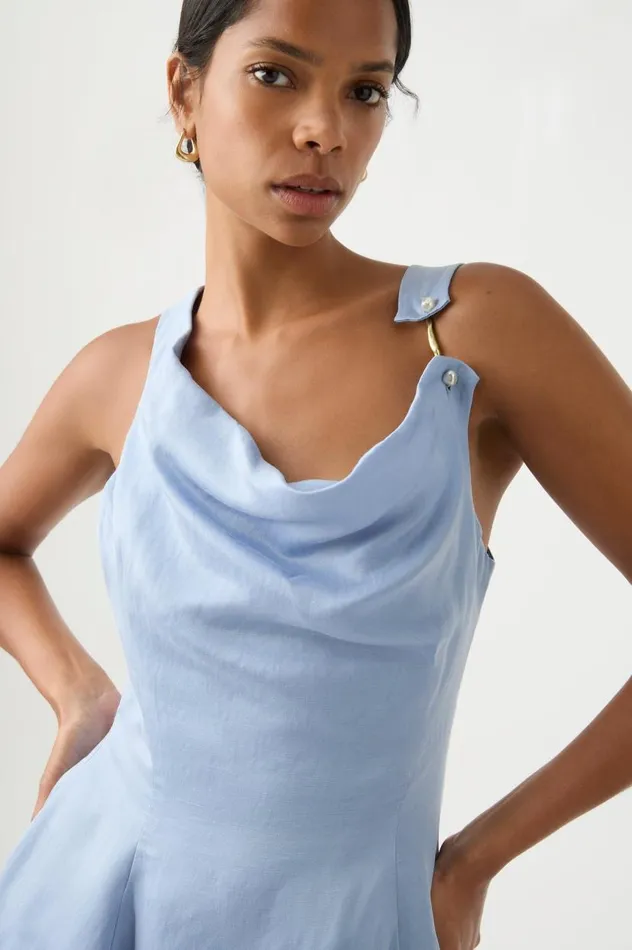 Aje Dresses Liberty Asymmetric Mini Dress Steel Blue 8211 Women Aje Dresses Liberty Asymmetric Mini Dress Steel Blue 8211 Women