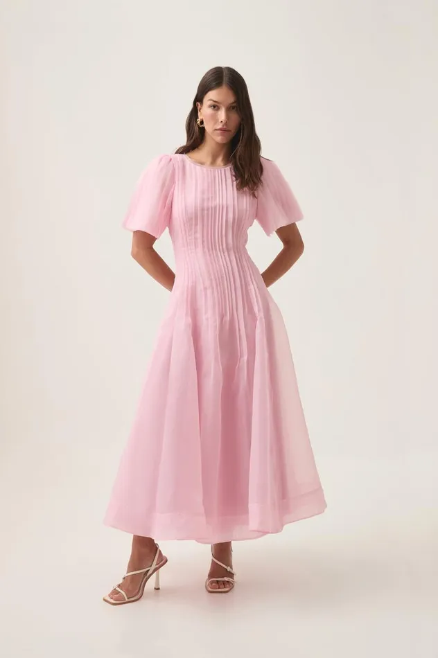 Aje Dresses Nova Pleated Midi Dress Chalk Pink 8211 Women