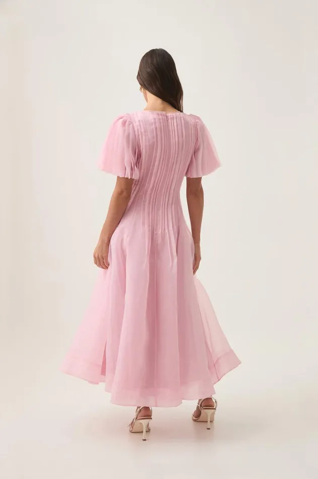 Aje Dresses Nova Pleated Midi Dress Chalk Pink 8211 Women Aje Dresses Nova Pleated Midi Dress Chalk Pink 8211 Women