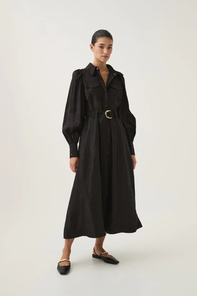 Aje Dresses Tasmin Belted Midi Dress Black 8211 Women Aje Dresses Tasmin Belted Midi Dress Black 8211 Women