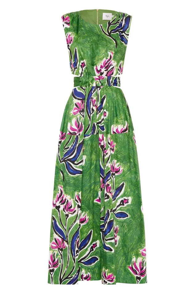 Aje Dresses Zorina Tie Midi Dress Native Gumnut Floral 8211 Women