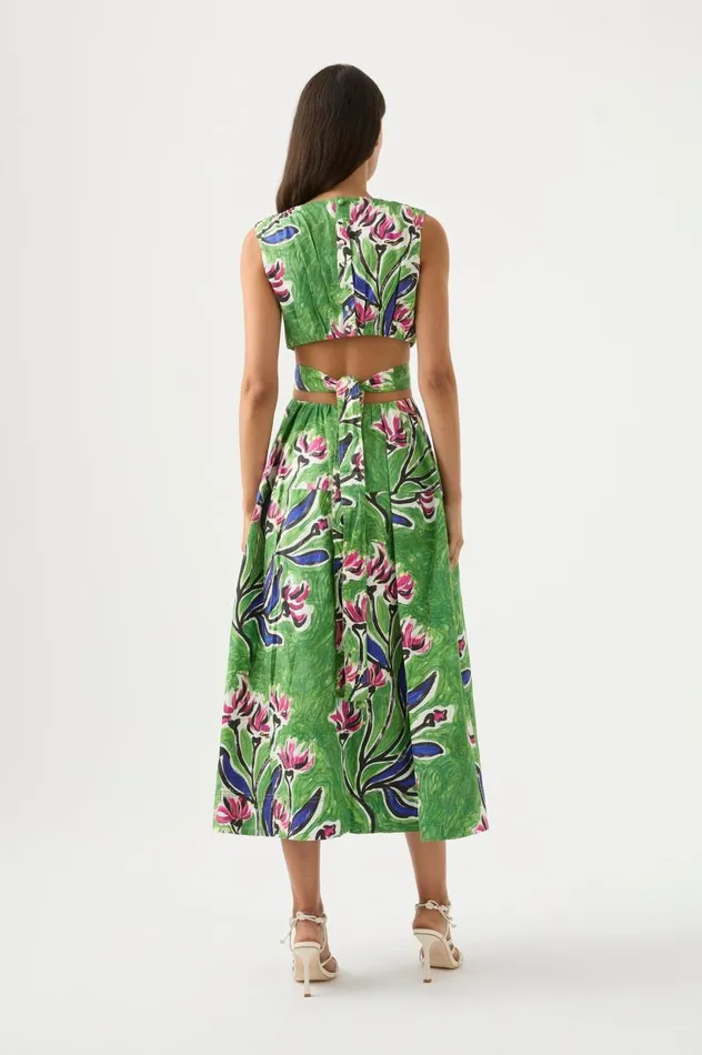 Aje Dresses Zorina Tie Midi Dress Native Gumnut Floral 8211 Women
