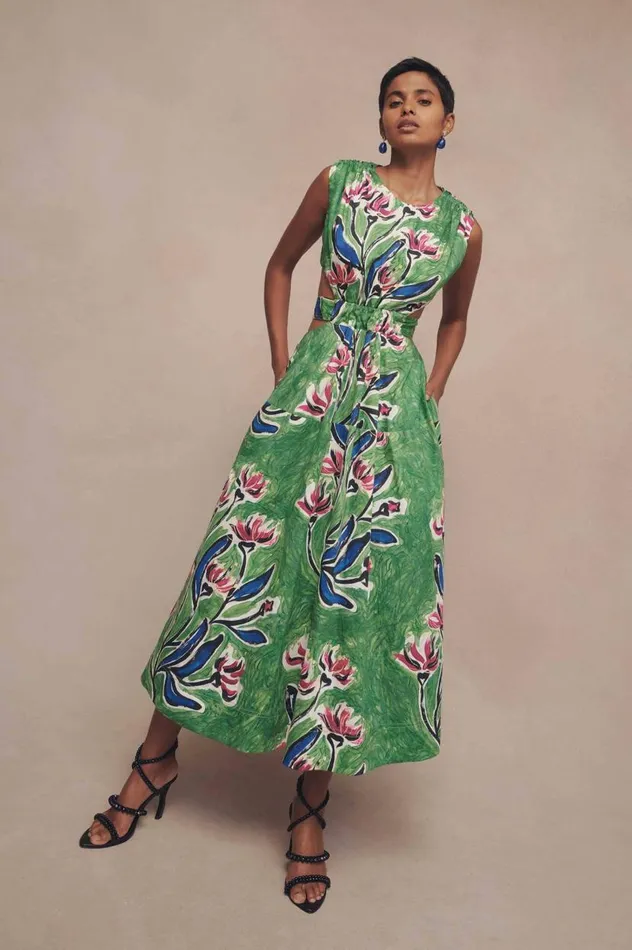 Aje Dresses Zorina Tie Midi Dress Native Gumnut Floral 8211 Women