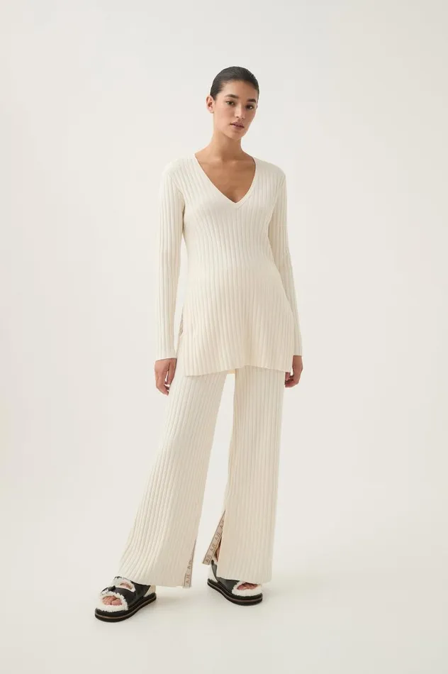 Aje Knitwear and Jumpers Archer Logo Trim Knit Tunic Ivory 8211 Women