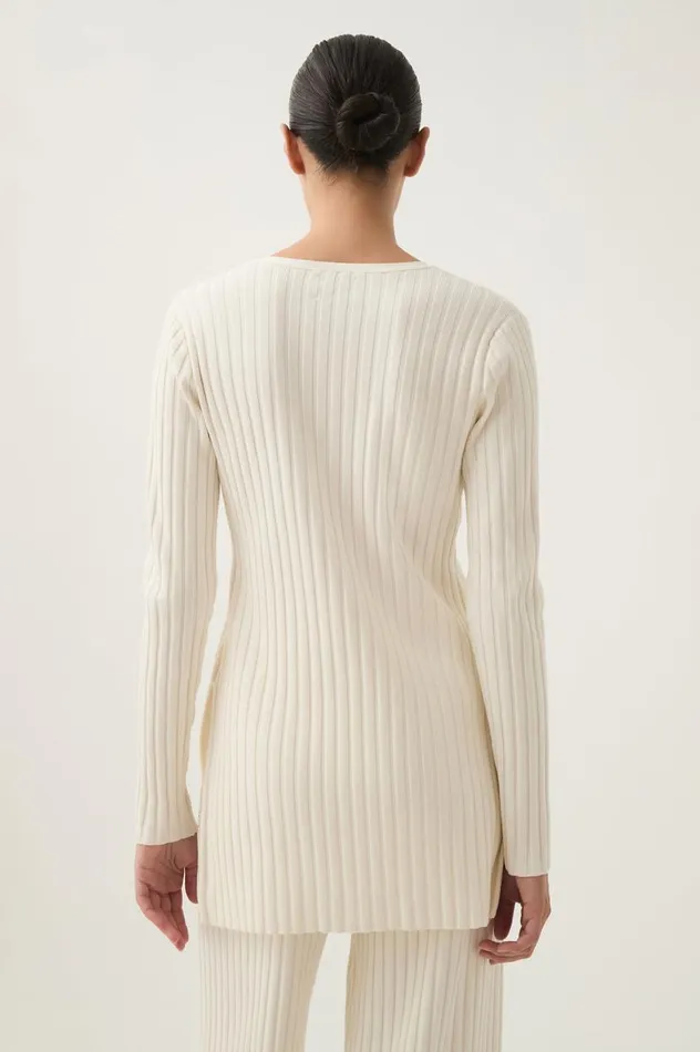 Aje Knitwear and Jumpers Archer Logo Trim Knit Tunic Ivory 8211 Women Aje Knitwear and Jumpers Archer Logo Trim Knit Tunic Ivory 8211 Women