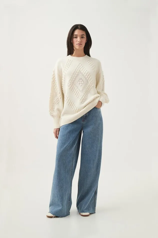 Aje Knitwear and Jumpers Mirelle Oversized Knit Ivory 8211 Women Aje Knitwear and Jumpers Mirelle Oversized Knit Ivory 8211 Women