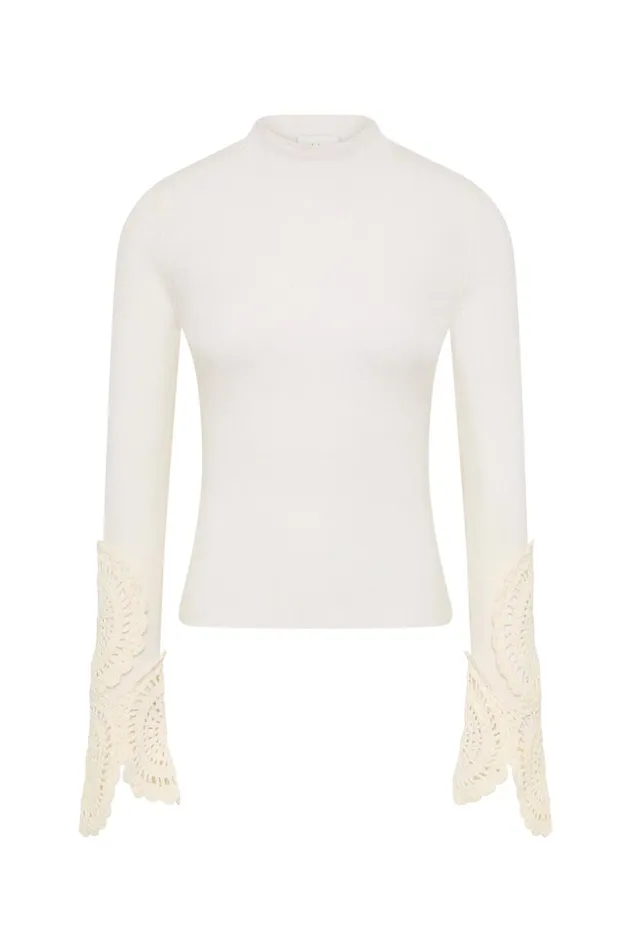 Aje Knitwear and Jumpers Mosaic Crochet Detail Knit Ivory 8211 Women Aje Knitwear and Jumpers Mosaic Crochet Detail Knit Ivory 8211 Women