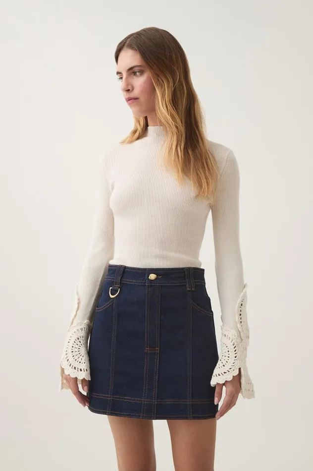 Aje Knitwear and Jumpers Mosaic Crochet Detail Knit Ivory 8211 Women Aje Knitwear and Jumpers Mosaic Crochet Detail Knit Ivory 8211 Women
