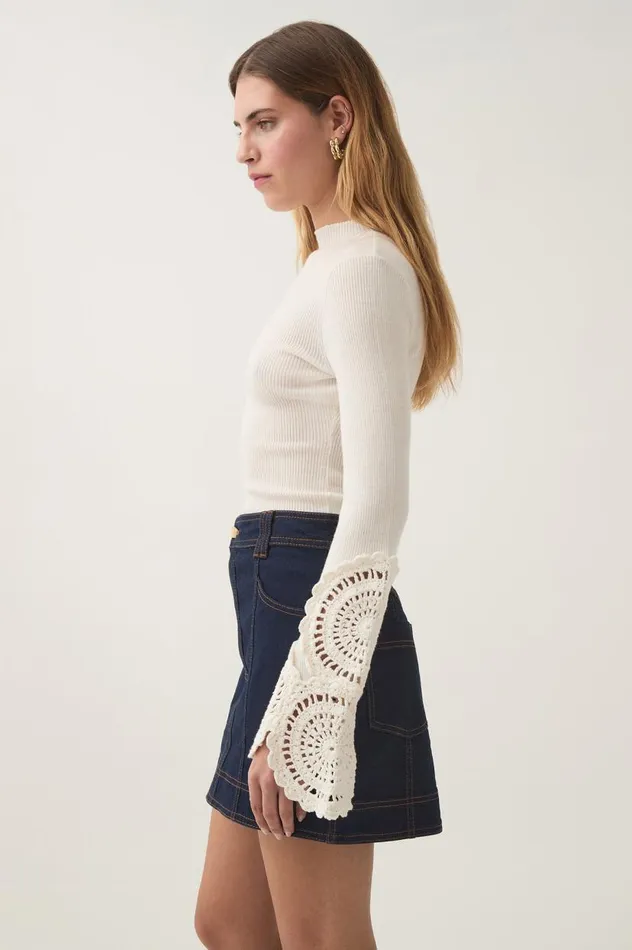 Aje Knitwear and Jumpers Mosaic Crochet Detail Knit Ivory 8211 Women Aje Knitwear and Jumpers Mosaic Crochet Detail Knit Ivory 8211 Women