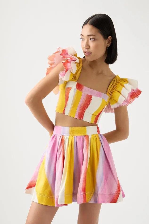 Aje Matching Sets Imagination Frill Sleeve Top Aurora Stripe 8211 Women