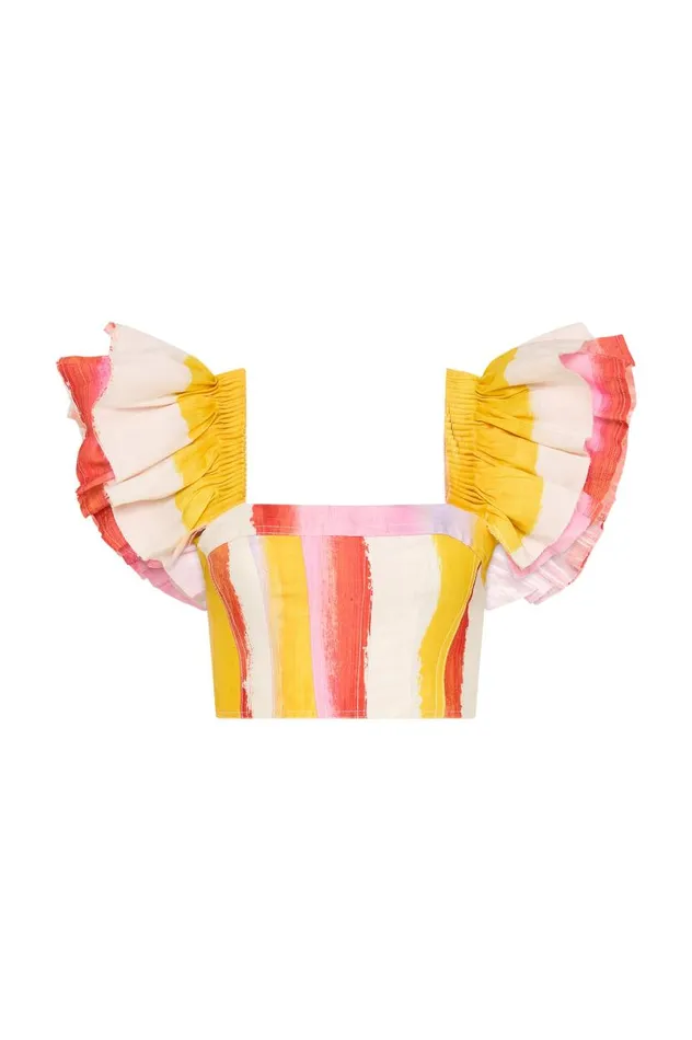 Aje Matching Sets Imagination Frill Sleeve Top Aurora Stripe 8211 Women Aje Matching Sets Imagination Frill Sleeve Top Aurora Stripe 8211 Women