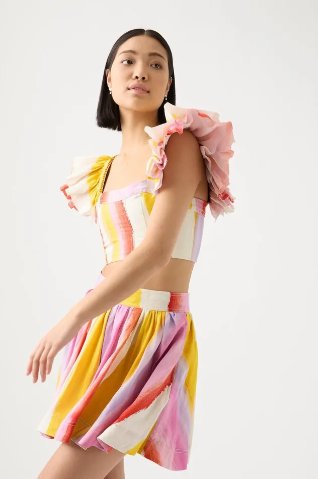 Aje Matching Sets Imagination Frill Sleeve Top Aurora Stripe 8211 Women Aje Matching Sets Imagination Frill Sleeve Top Aurora Stripe 8211 Women
