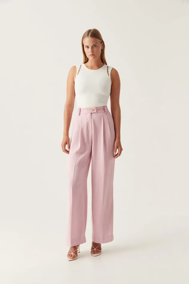 Aje Pants Harlem Pleat Front Pant Chalk Pink 8211 Women Aje Pants Harlem Pleat Front Pant Chalk Pink 8211 Women