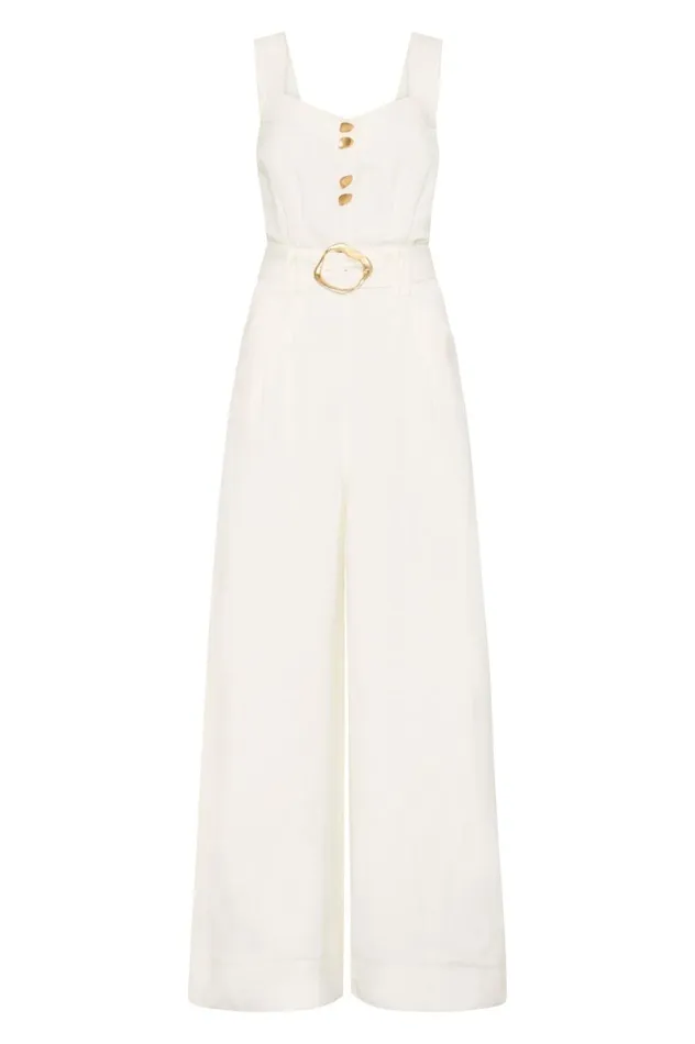 Aje Playsuits and Jumpsuits Maya Pintuck Wide Leg Jumpsuit Ivory 8211 Women Aje Playsuits and Jumpsuits Maya Pintuck Wide Leg Jumpsuit Ivory 8211 Women