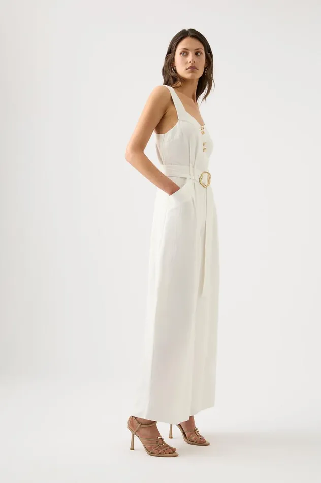 Aje Playsuits and Jumpsuits Maya Pintuck Wide Leg Jumpsuit Ivory 8211 Women Aje Playsuits and Jumpsuits Maya Pintuck Wide Leg Jumpsuit Ivory 8211 Women