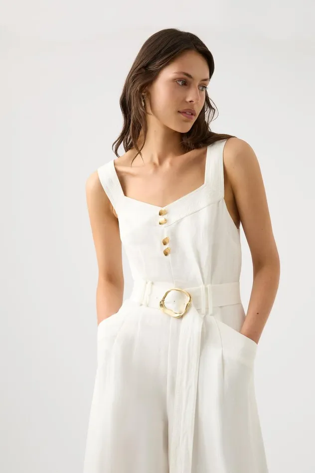 Aje Playsuits and Jumpsuits Maya Pintuck Wide Leg Jumpsuit Ivory 8211 Women Aje Playsuits and Jumpsuits Maya Pintuck Wide Leg Jumpsuit Ivory 8211 Women
