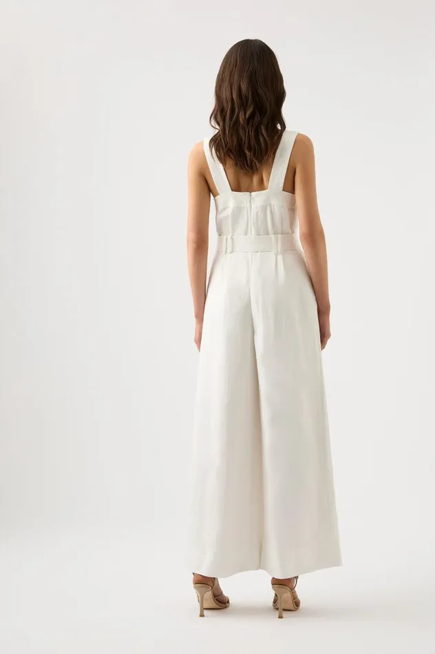 Aje Playsuits and Jumpsuits Maya Pintuck Wide Leg Jumpsuit Ivory 8211 Women Aje Playsuits and Jumpsuits Maya Pintuck Wide Leg Jumpsuit Ivory 8211 Women