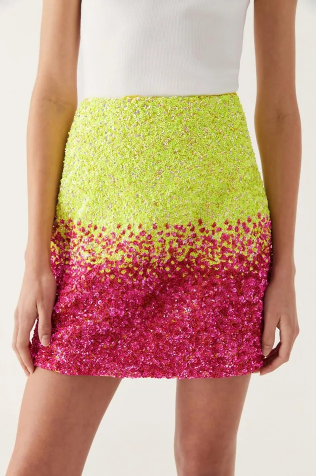 Aje Skirts Calypso Ombre Mini Skirt Ombre Light Lime Green 8211 Women Aje Skirts Calypso Ombre Mini Skirt Ombre Light Lime Green 8211 Women