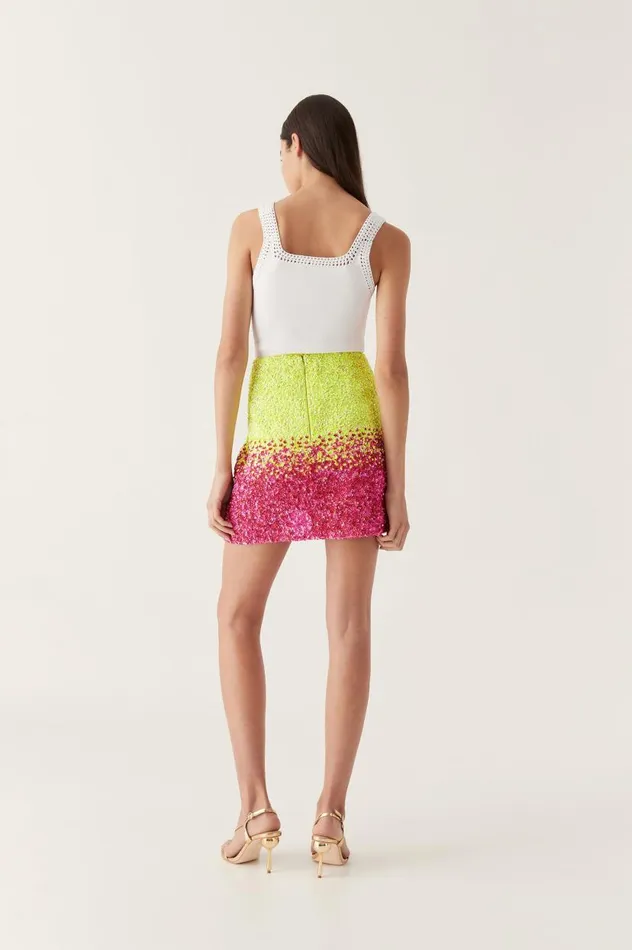 Aje Skirts Calypso Ombre Mini Skirt Ombre Light Lime Green 8211 Women Aje Skirts Calypso Ombre Mini Skirt Ombre Light Lime Green 8211 Women