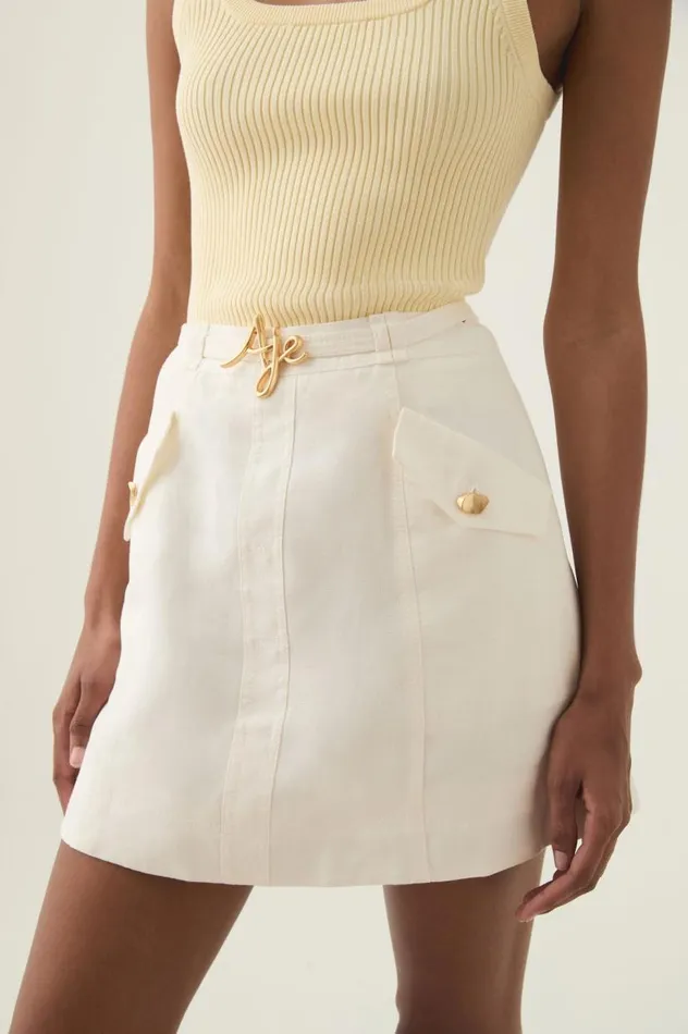 Aje Skirts Christine Belted Mini Skirt Ivory 8211 Women