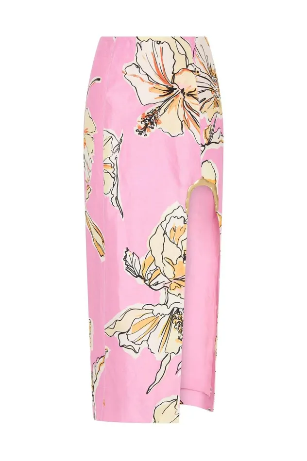 Aje Skirts Flourish Midi Skirt Pink Hibiscus 8211 Women Aje Skirts Flourish Midi Skirt Pink Hibiscus 8211 Women