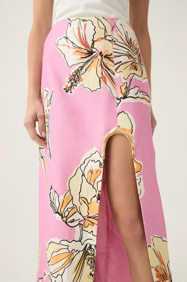 Aje Skirts Flourish Midi Skirt Pink Hibiscus 8211 Women Aje Skirts Flourish Midi Skirt Pink Hibiscus 8211 Women