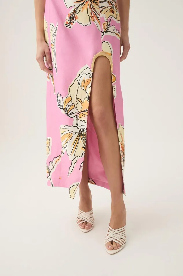 Aje Skirts Flourish Midi Skirt Pink Hibiscus 8211 Women Aje Skirts Flourish Midi Skirt Pink Hibiscus 8211 Women