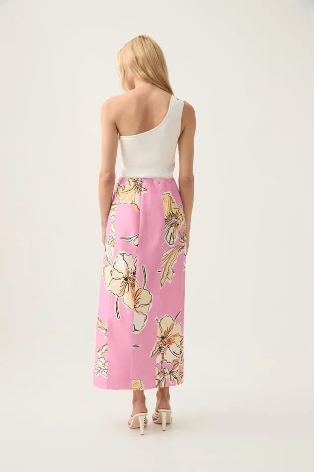 Aje Skirts Flourish Midi Skirt Pink Hibiscus 8211 Women Aje Skirts Flourish Midi Skirt Pink Hibiscus 8211 Women
