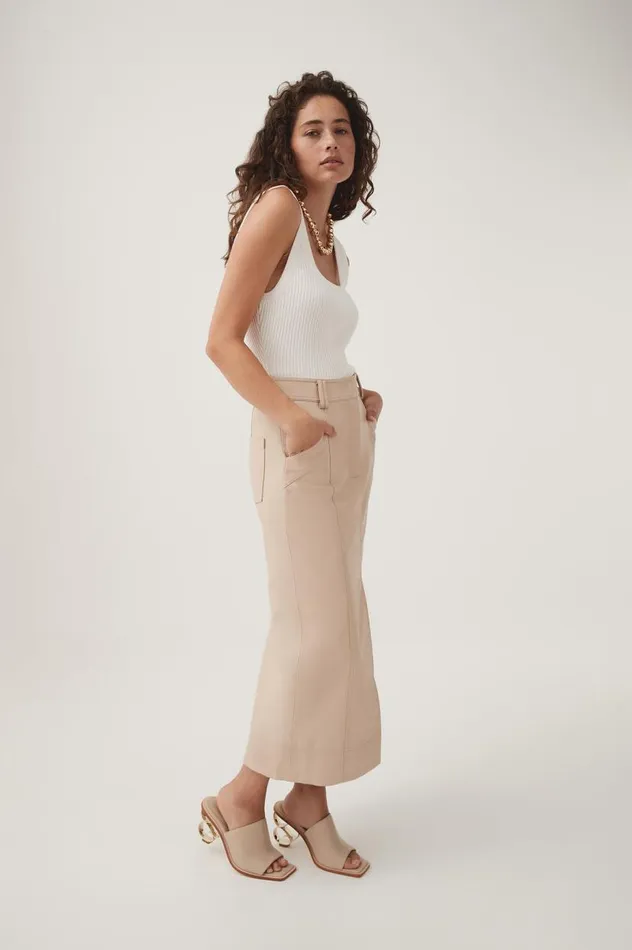 Aje Skirts Flourisher Midi Skirt Natural Beige 8211 Women Aje Skirts Flourisher Midi Skirt Natural Beige 8211 Women