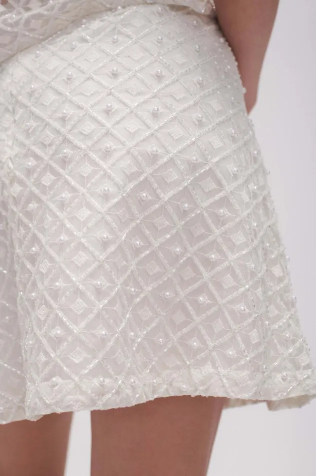 Aje Skirts Freya Diamond Pearl Mini Skirt Ivory 8211 Women Aje Skirts Freya Diamond Pearl Mini Skirt Ivory 8211 Women