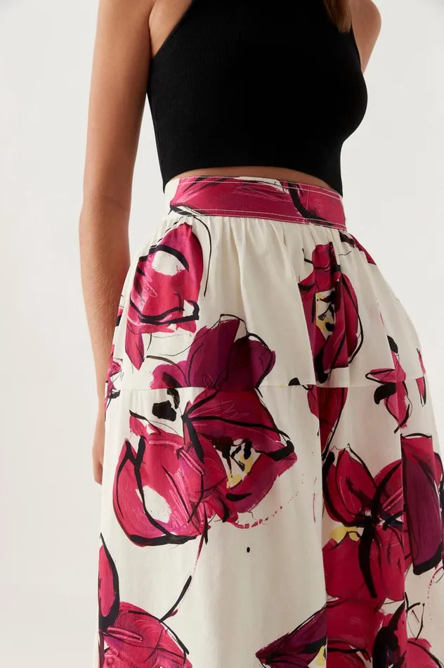 Aje Skirts Lottie Gathered Midi Skirt Falling Florals 8211 Women Aje Skirts Lottie Gathered Midi Skirt Falling Florals 8211 Women