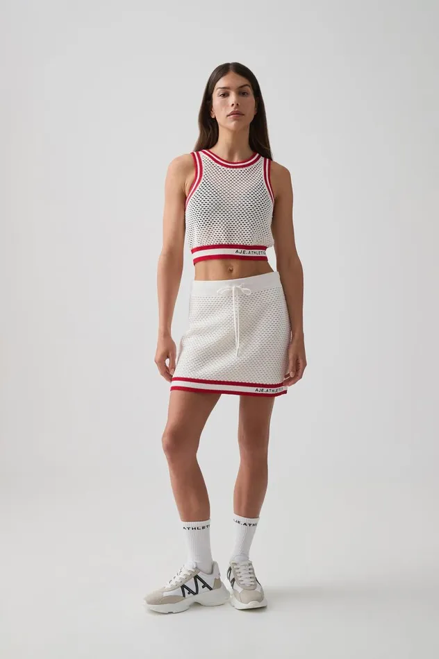 Aje Skirts Open Knit Skirt 646 Whitepassionate Red 8211 Women