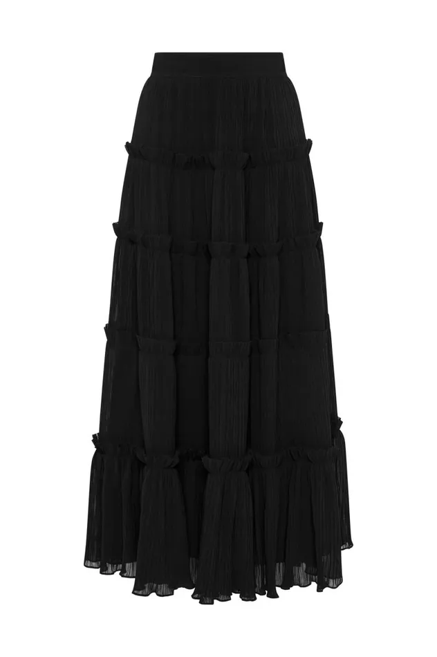 Aje Skirts Robyn Tiered Maxi Skirt Black 8211 Women Aje Skirts Robyn Tiered Maxi Skirt Black 8211 Women