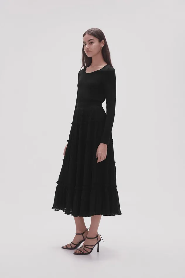 Aje Skirts Robyn Tiered Maxi Skirt Black 8211 Women Aje Skirts Robyn Tiered Maxi Skirt Black 8211 Women