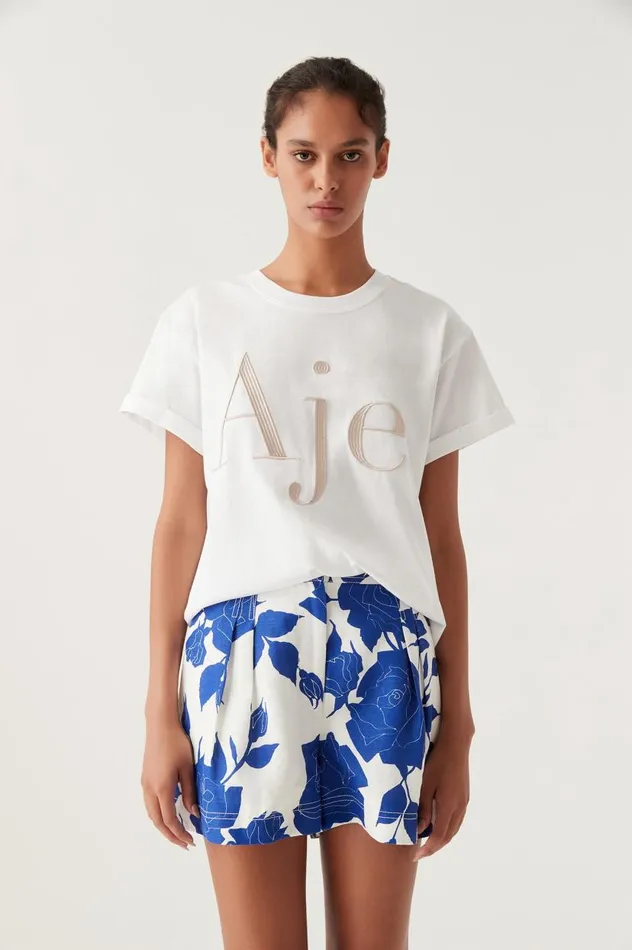 Aje Tees Alice Embroidered Logo Tee Whitestone 8211 Women