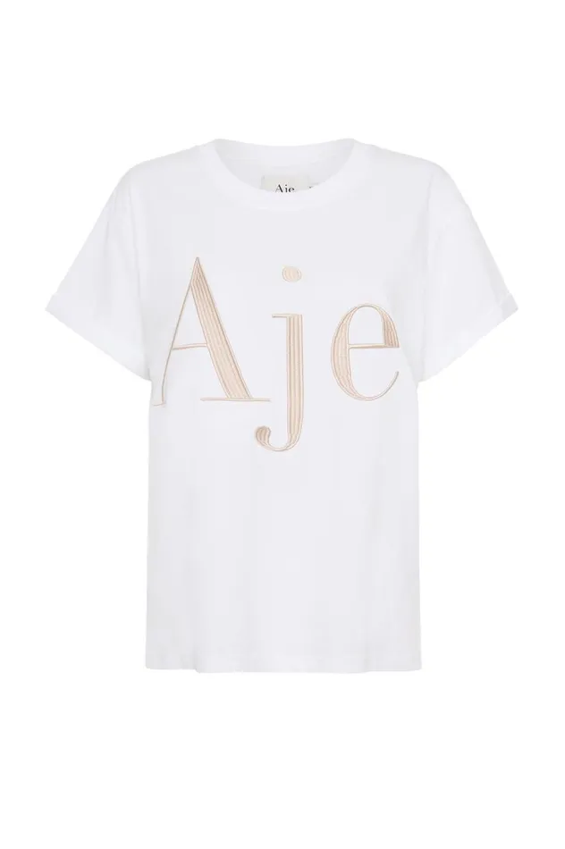 Aje Tees Alice Embroidered Logo Tee Whitestone 8211 Women Aje Tees Alice Embroidered Logo Tee Whitestone 8211 Women