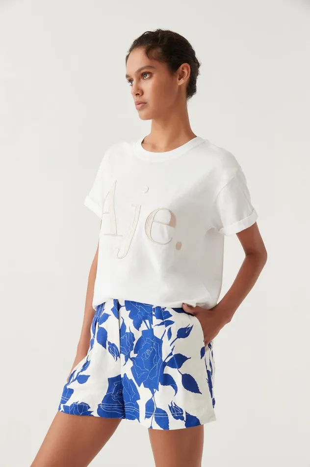 Aje Tees Alice Embroidered Logo Tee Whitestone 8211 Women Aje Tees Alice Embroidered Logo Tee Whitestone 8211 Women