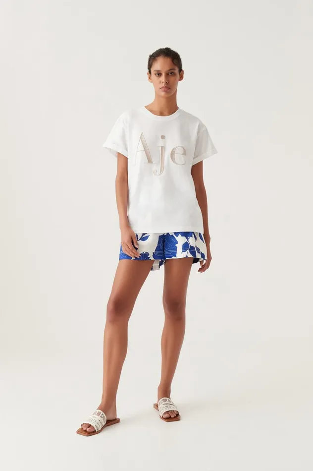 Aje Tees Alice Embroidered Logo Tee Whitestone 8211 Women Aje Tees Alice Embroidered Logo Tee Whitestone 8211 Women