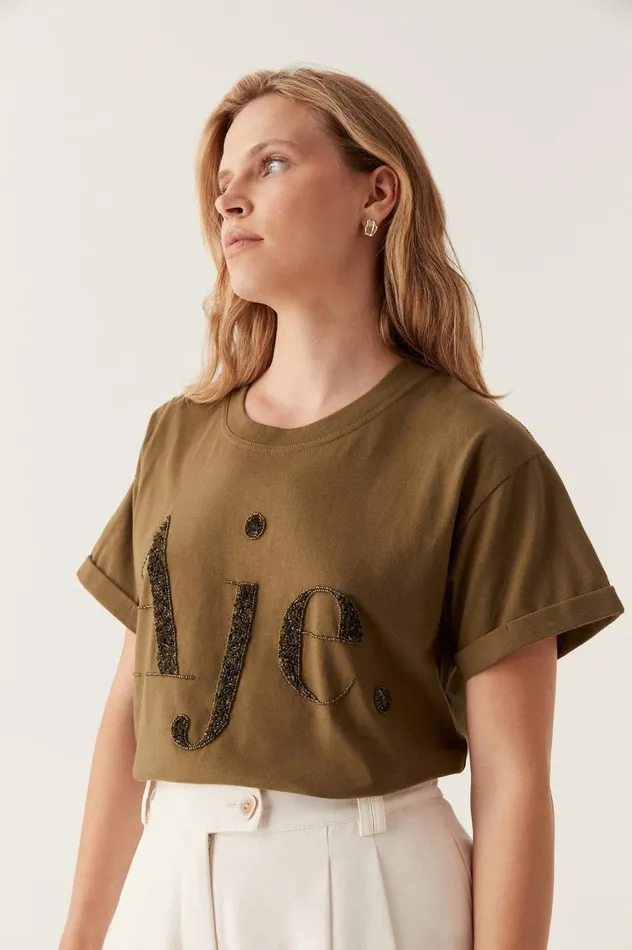 Aje Tees Karma Embellished Tee Deep Olive 8211 Women Aje Tees Karma Embellished Tee Deep Olive 8211 Women
