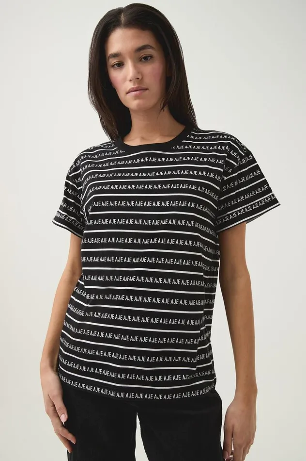 Aje Tees Lilah Logo Tee Blackwhite 8211 Women