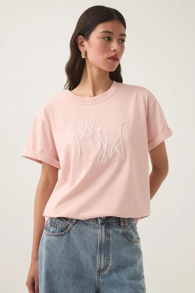 Aje Tees Prophecy Logo Heritage Tee Blush Pinkivory 8211 Women