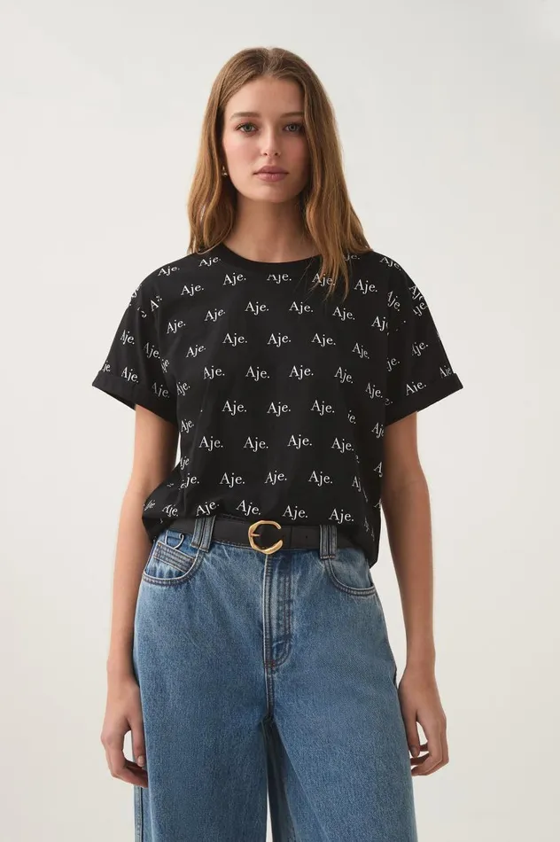 Aje Tees Ratio Logo Heritage Tee Blackwhite Logo 8211 Women