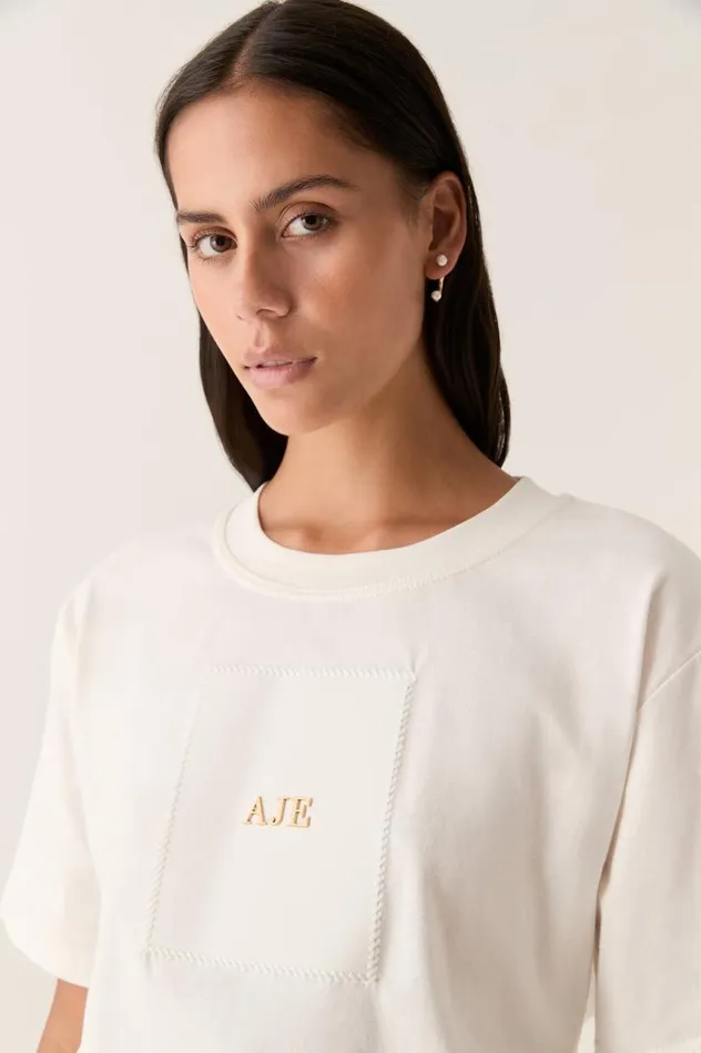 Aje Tees Thalia Oversized Tee Ivory 8211 Women Aje Tees Thalia Oversized Tee Ivory 8211 Women