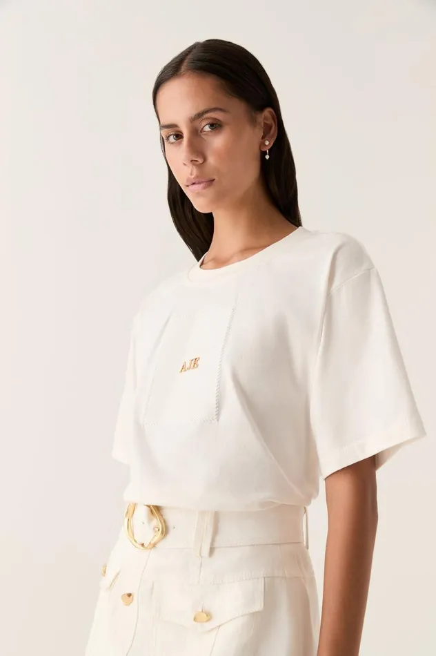 Aje Tees Thalia Oversized Tee Ivory 8211 Women Aje Tees Thalia Oversized Tee Ivory 8211 Women