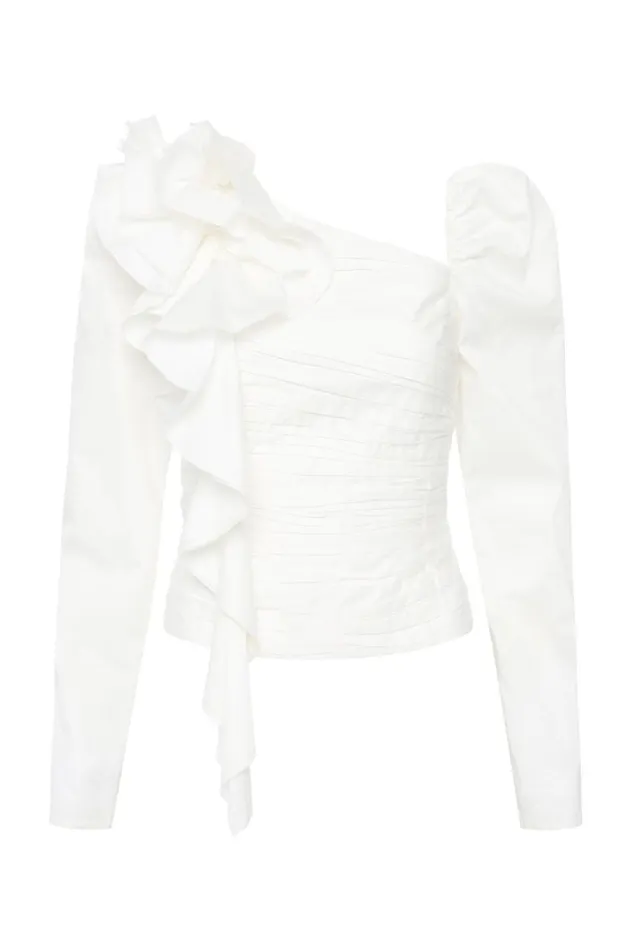 Aje Tops Adelia Ruffle Long Sleeve Top Ivory 8211 Women Aje Tops Adelia Ruffle Long Sleeve Top Ivory 8211 Women